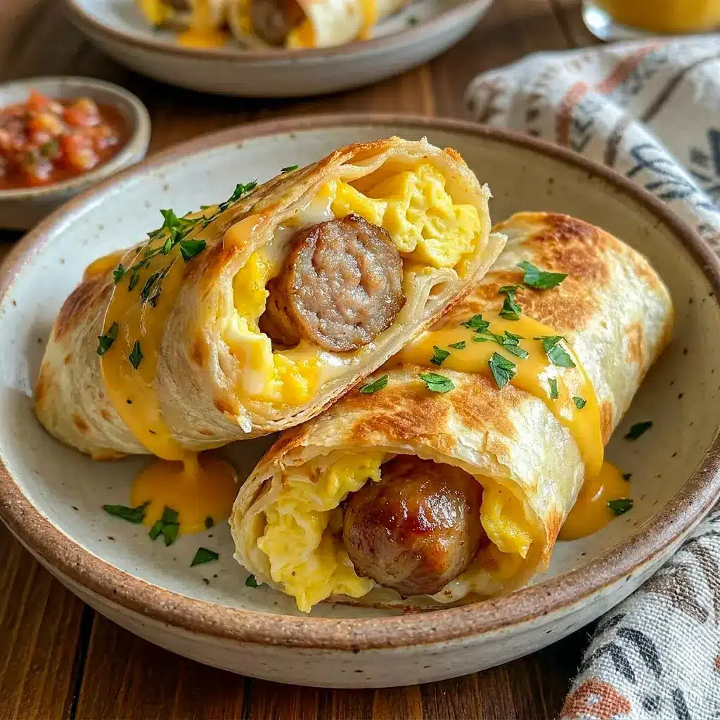 Freshly made Sausage Egg and Cheese Roll Ups styled as Make Ahead Breakfast Items for busy mornings and meal prep.