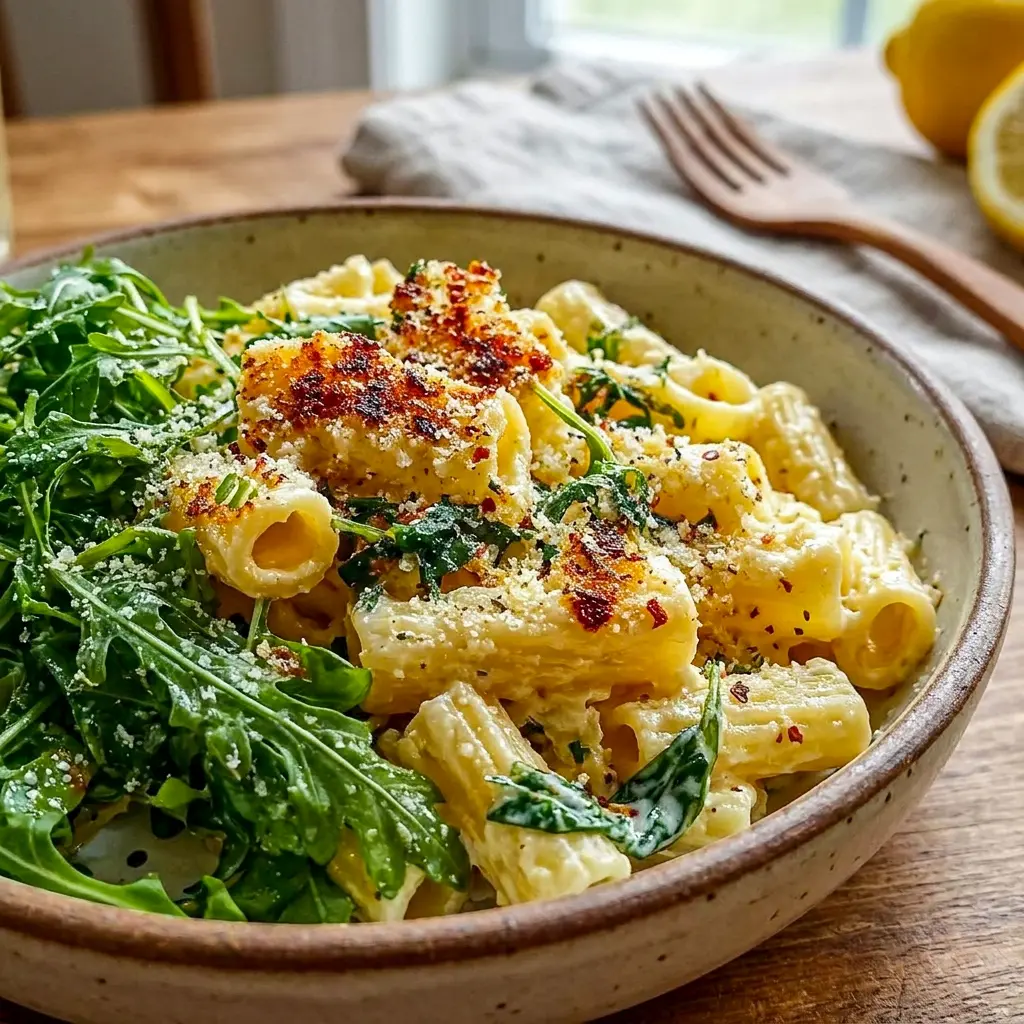 Stanley Tucci’s Creamy Lemon Ricotta Pasta with Arugula presented as a bright Lemon Pasta With Spinach style meal with creamy sauce and fresh herbs.