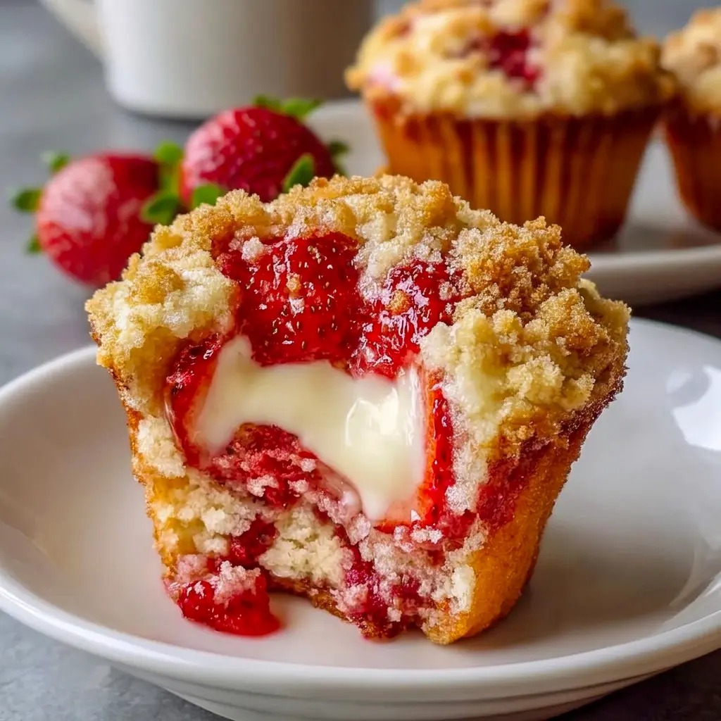 Strawberry Cream Cheese Muffins are a pretty choice for Baked Goods To Sell at markets, bake sales, or brunch tables.