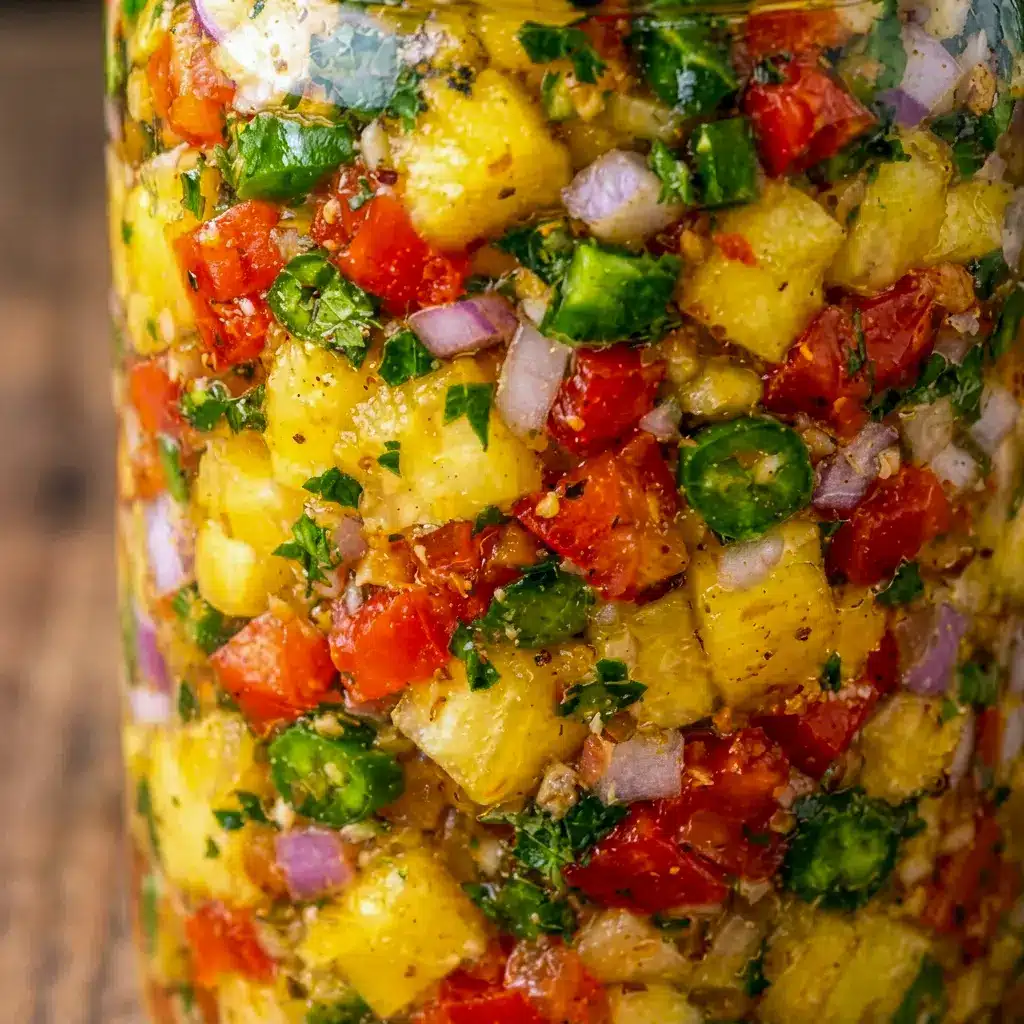 A serving bowl of Pineapple Salsa for Fresh Salad Recipes and Mexican Food Recipes, adding bold flavor to healthy meals.