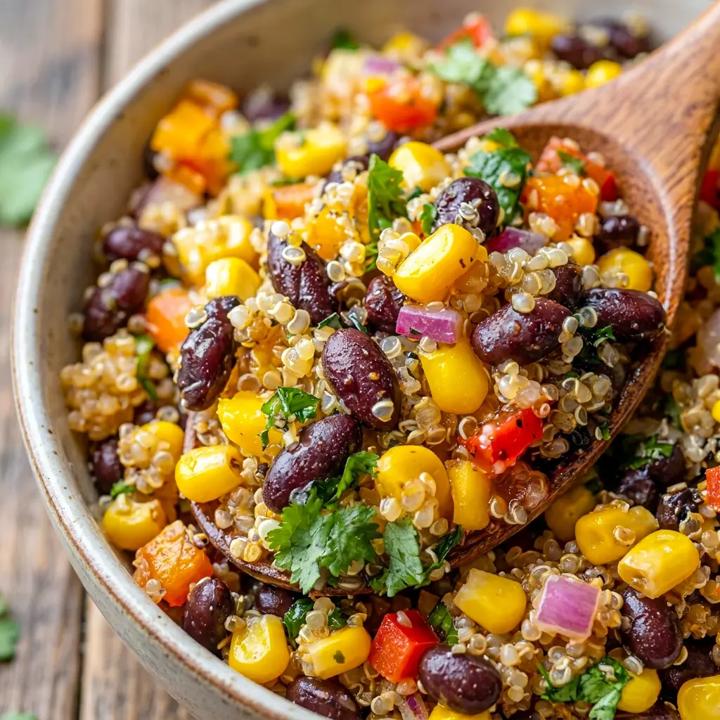 Black Bean and Corn Quinoa Salad served in a bright bowl, styled as one of the best Fun Quinoa Recipes for fresh meal prep.
