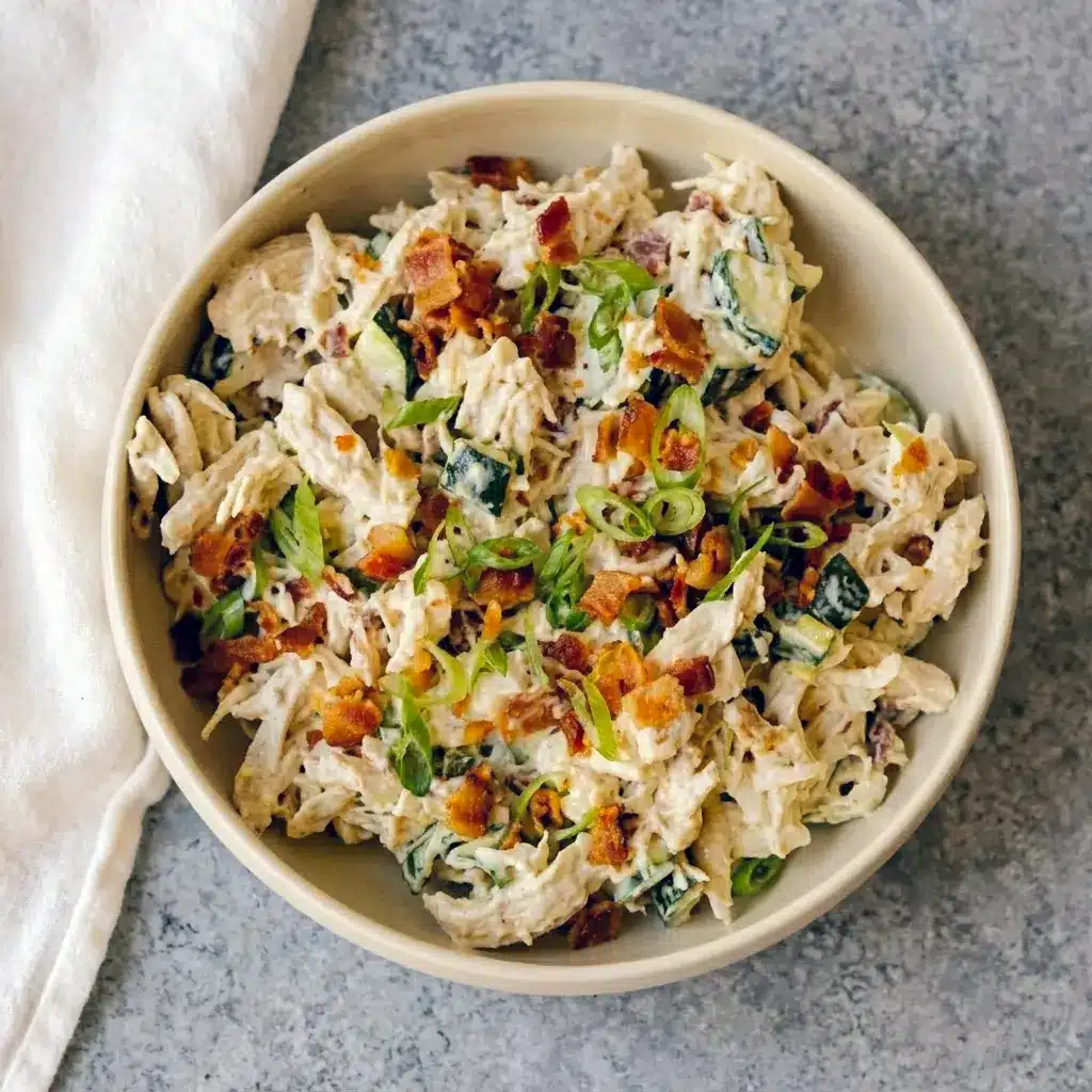 Jalapeño Popper Chicken Salad served as a bright Healthy Lunch with creamy texture and bacon.