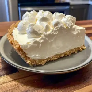 A creamy slice of No-Bake Marshmallow Whip Cheesecake is served as one of the easiest Easy Desserts For Christmas on a festive dessert plate.