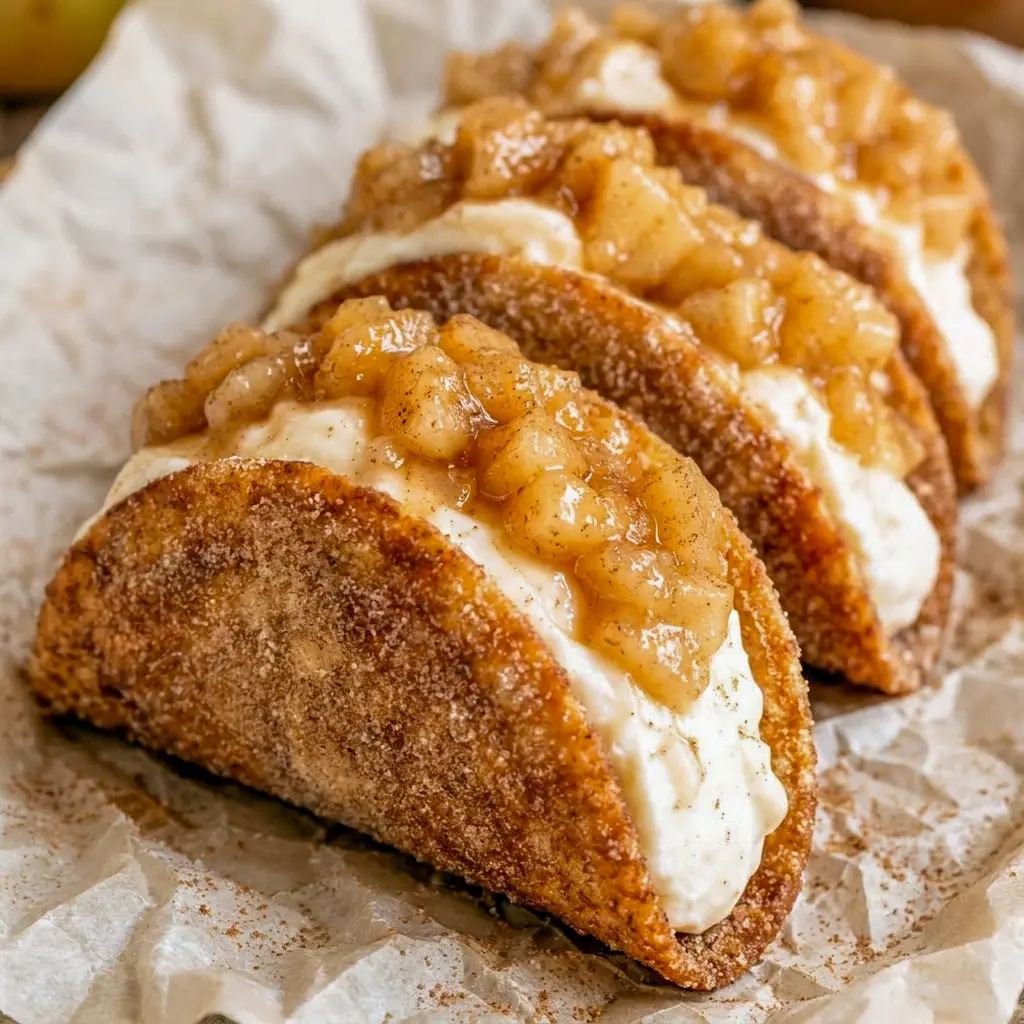 A platter of Apple Pie Cheesecake Tacos arranged for a party, perfect as a taco bar dessert centerpiece.