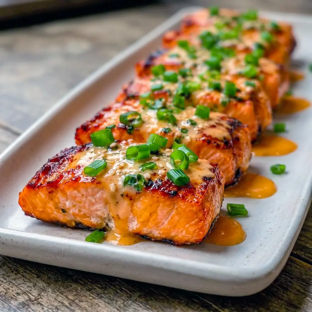 Flavorful Bang Bang Salmon with a creamy homemade sauce, a tasty option for Easy Salmon Dishes and weeknight dinners.