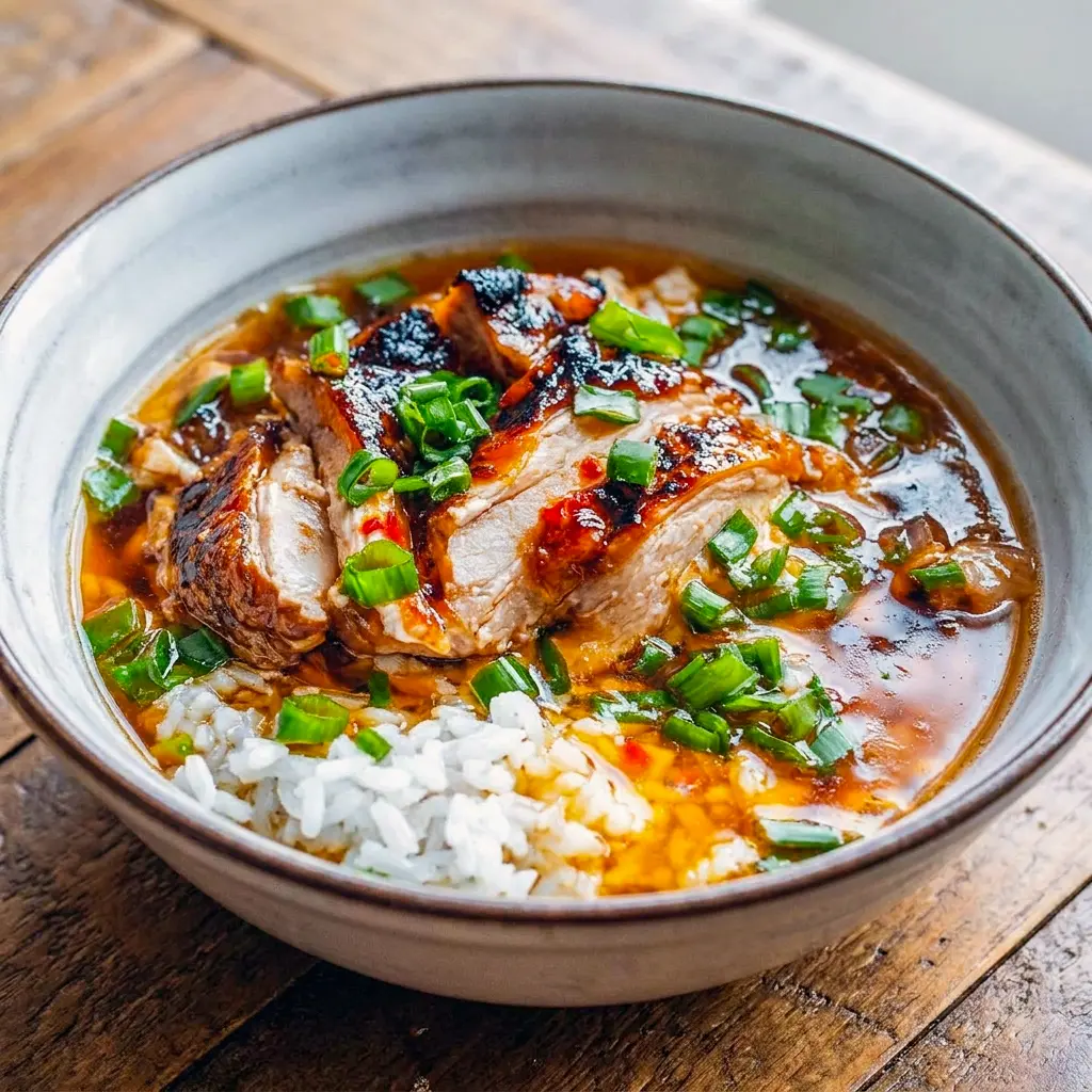 A bowl of Caramelized Soy Chicken garnished with cilantro and green onion, perfect among cozy chicken dishes.