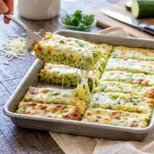 These Cheesy Zucchini Breadsticks make an easy Cheesy Garlic Zucchini Bread option with a golden, cheesy crust and savory flavor.
