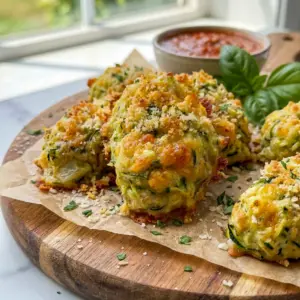 Freshly baked Crispy Baked Zucchini Tots with a golden, cheesy crust, perfect for easy Baked Veggie Tots.