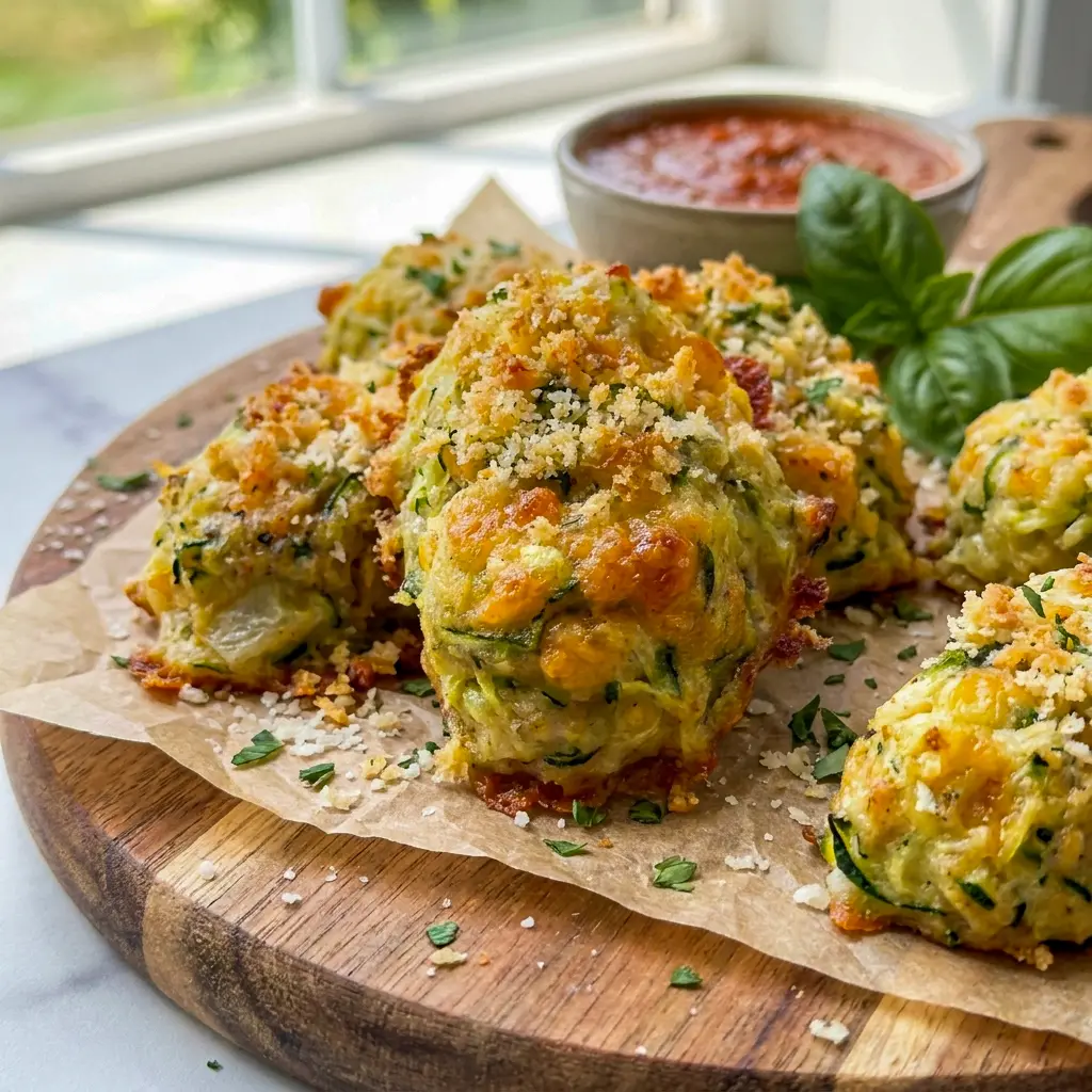 Freshly baked Crispy Baked Zucchini Tots with a golden, cheesy crust, perfect for easy Baked Veggie Tots.