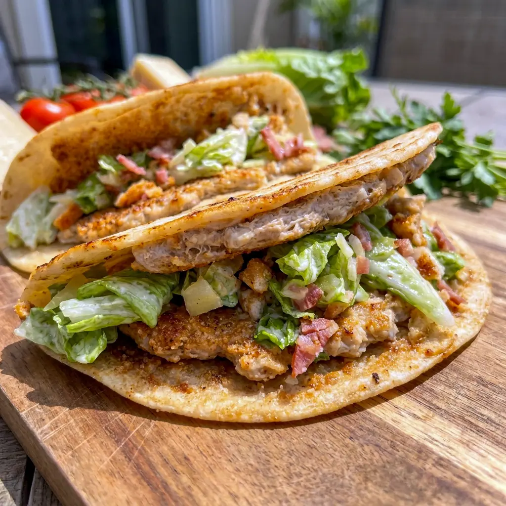 Golden Chicken Caesar Smash Tacos with juicy seasoned chicken and fresh toppings, an easy twist on flavorful Chicken Recipes for busy nights.