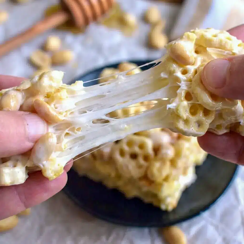 A tray of Honeycomb Marshmallow Treats ready to serve, perfect as an easy Honeycomb Snack for any occasion.