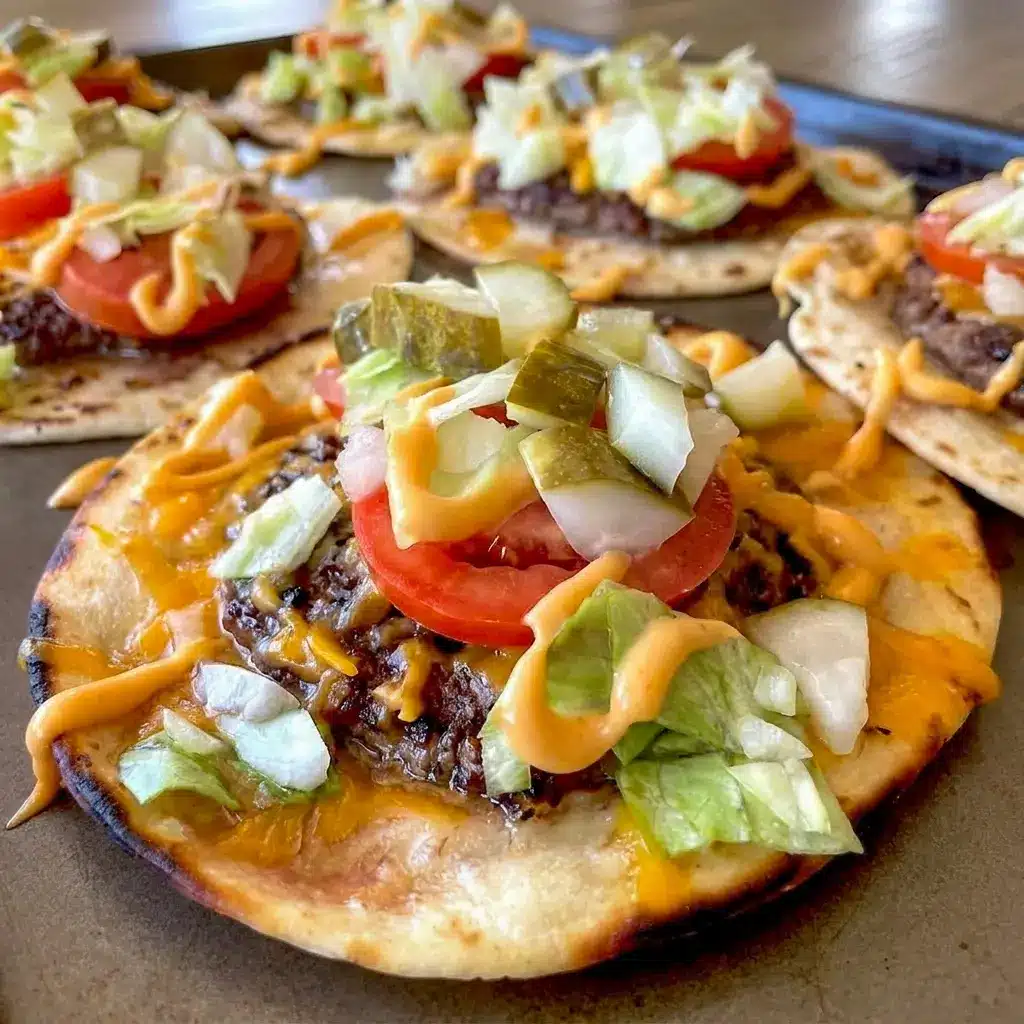A platter of Smashed Cheeseburger Tacos served outdoors, ideal for best bbq food ideas at your next cookout.