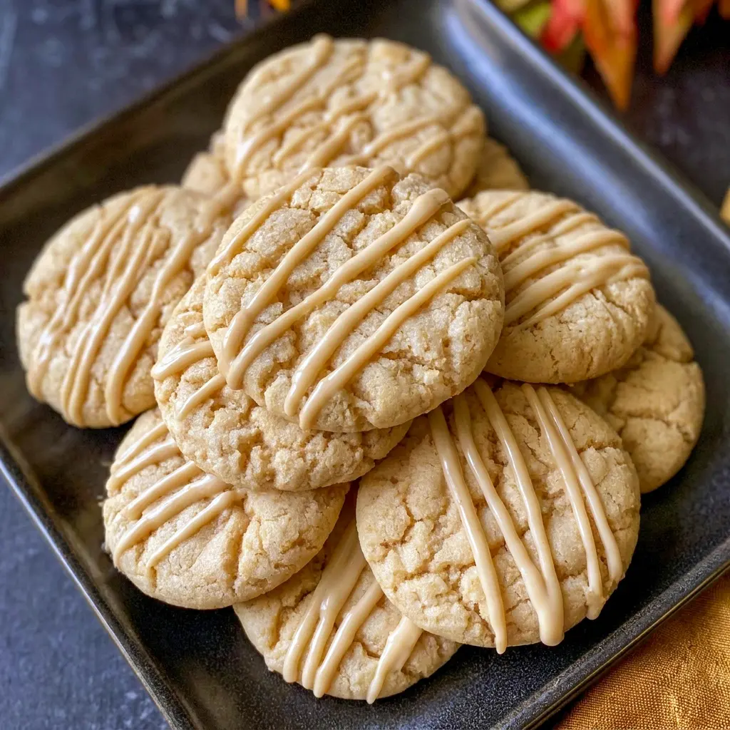 A tray of freshly baked Soft Maple Sugar Cookies cooling on parchment paper, a simple fall Baking project for cozy days.